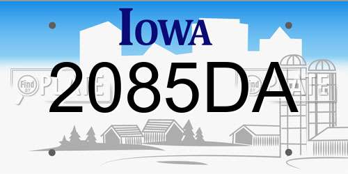 2085DA Iowa License Plate