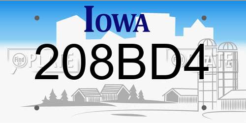 208BD4 Iowa License Plate