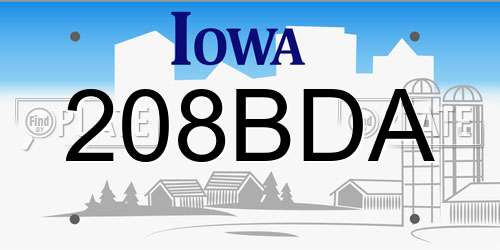 208BDA Iowa License Plate