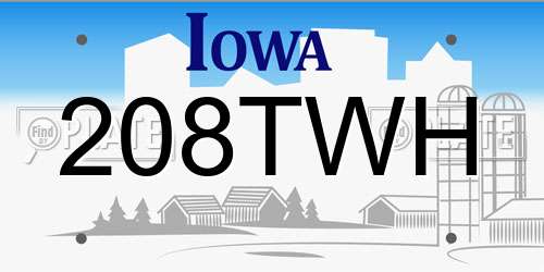208TWH Iowa License Plate