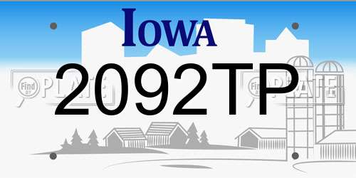 2092TP Iowa License Plate