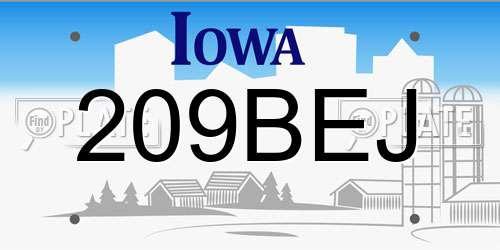 209BEJ Iowa License Plate