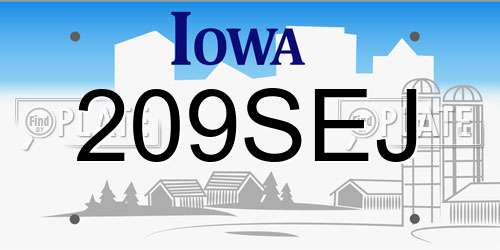 209SEJ Iowa License Plate