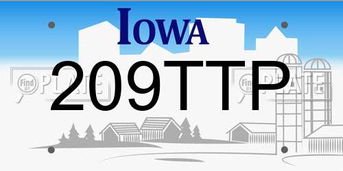 209TTP Iowa License Plate