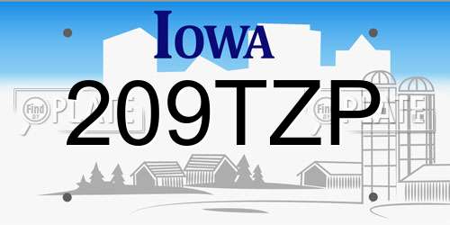 209TZP Iowa License Plate