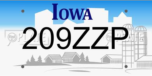 209ZZP Iowa License Plate