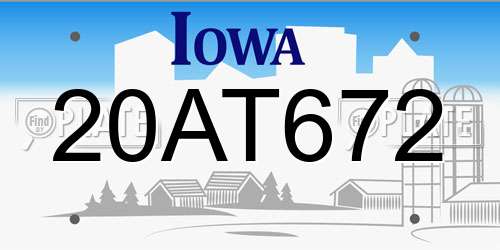 20AT672 Iowa License Plate