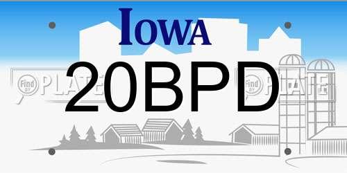 20BPD Iowa License Plate