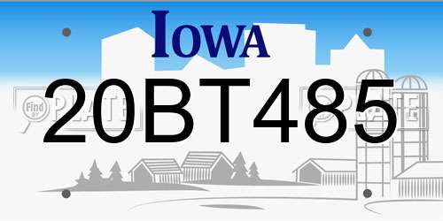 20BT485 Iowa License Plate