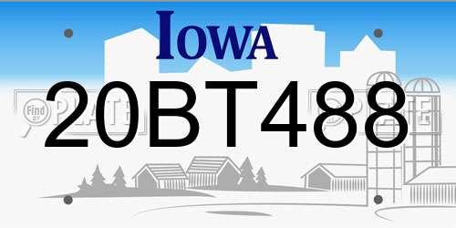 20BT488 Iowa License Plate