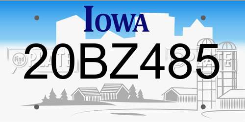 20BZ485 Iowa License Plate