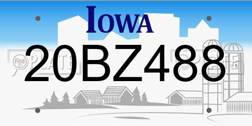 20BZ488 Iowa License Plate