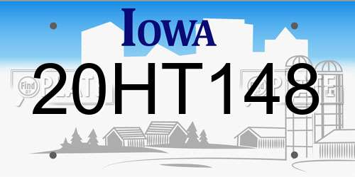 20HT148 Iowa License Plate