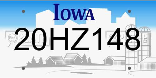 20HZ148 Iowa License Plate
