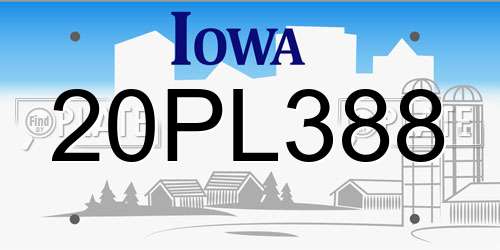 20PL388 Iowa License Plate