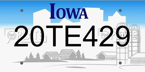 20TE429 Iowa License Plate