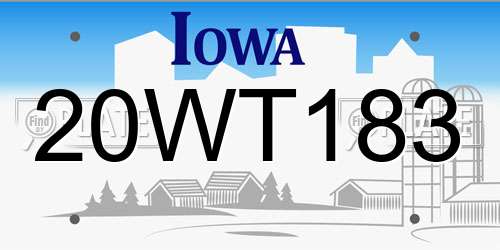20WT183 Iowa License Plate