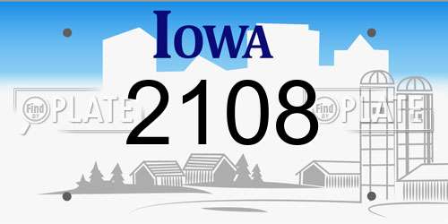 2108 Iowa License Plate