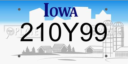 210Y99 Iowa License Plate