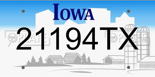 21194TX Iowa License Plate