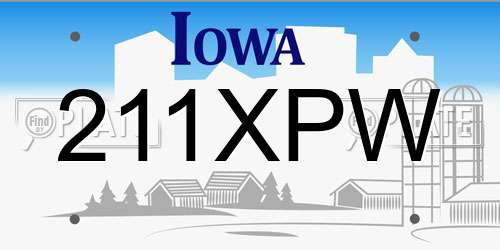 211XPW Iowa License Plate
