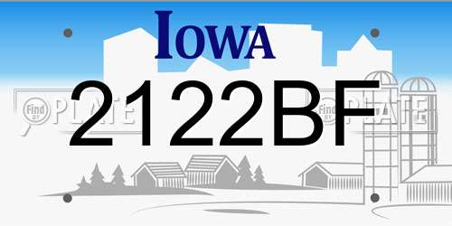 2122BF Iowa License Plate