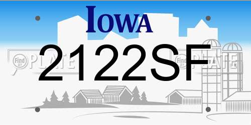 2122SF Iowa License Plate