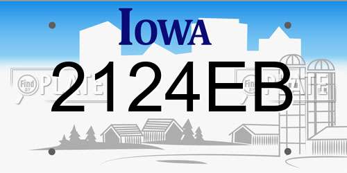 2124EB Iowa License Plate