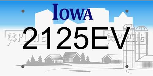 2125EV Iowa License Plate
