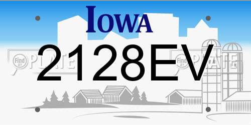 2128EV Iowa License Plate