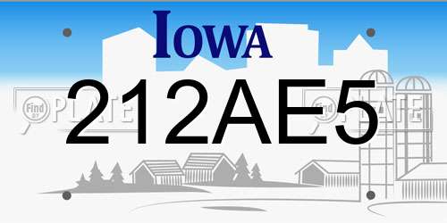 212AE5 Iowa License Plate