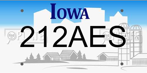 212AES Iowa License Plate