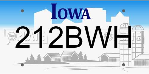 212BWH Iowa License Plate