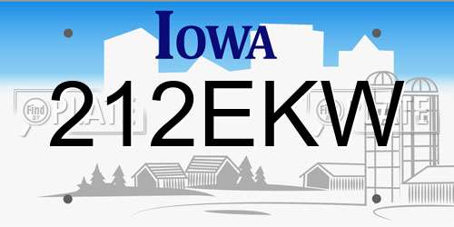 212EKW Iowa License Plate