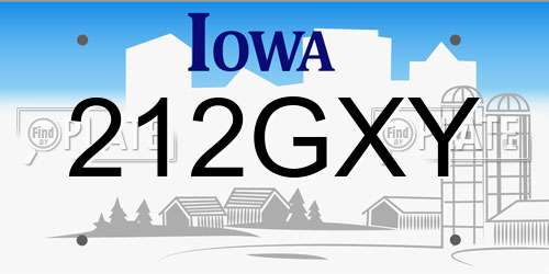 212GXY Iowa License Plate