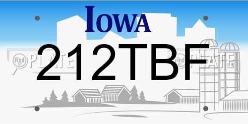 212TBF Iowa License Plate