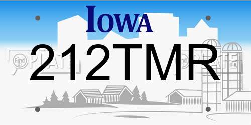 212TMR Iowa License Plate