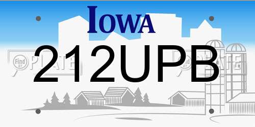 212UPB Iowa License Plate