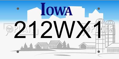212WX1 Iowa License Plate
