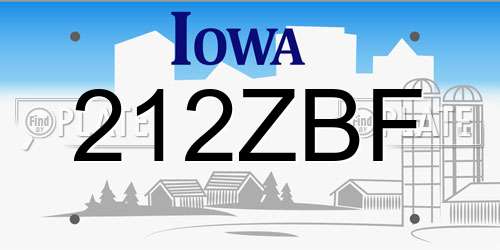 212ZBF Iowa License Plate