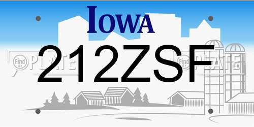 212ZSF Iowa License Plate