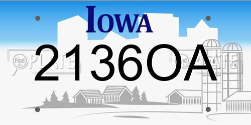 2136OA Iowa License Plate
