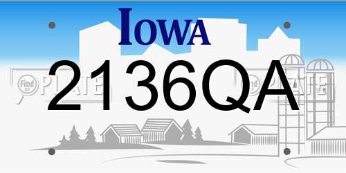 2136QA Iowa License Plate