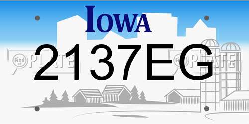2137EG Iowa License Plate