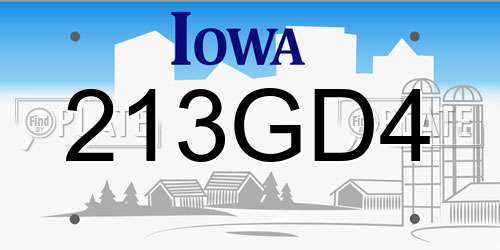 213GD4 Iowa License Plate