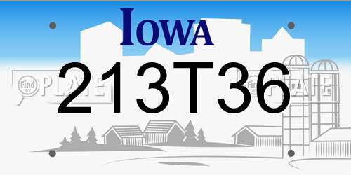 213T36 Iowa License Plate