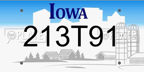 213T91 Iowa License Plate