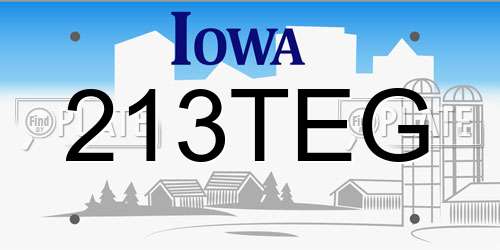 213TEG Iowa License Plate