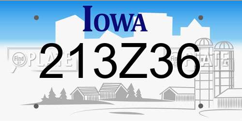 213Z36 Iowa License Plate