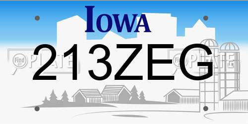 213ZEG Iowa License Plate